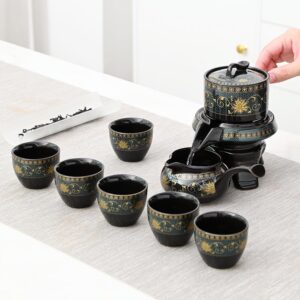 BLACK GOLD LOTUS — Автоматичний керамічний набір «Lazy Tea» (8 предметів)